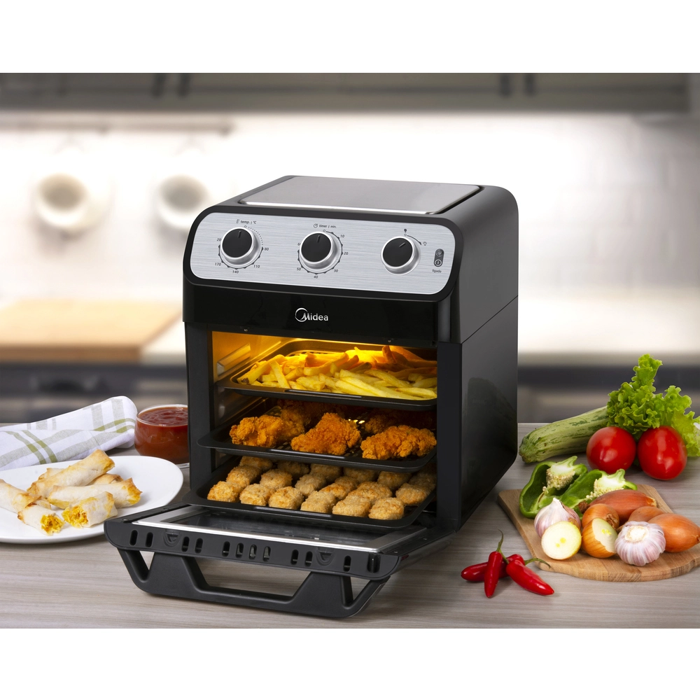 Fritadeira Elétrica Air Fryer Midea Ovenfryer 12l FFA20P Preto | FID Comex