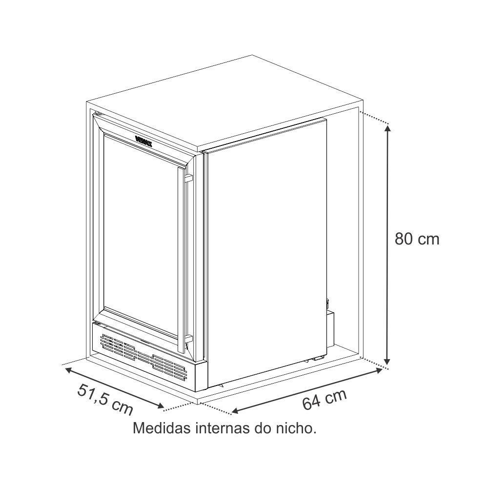 Adega Venax Cave In 100 Porta Invertida 82l com Opção de Embutir Preto Fosco 127v