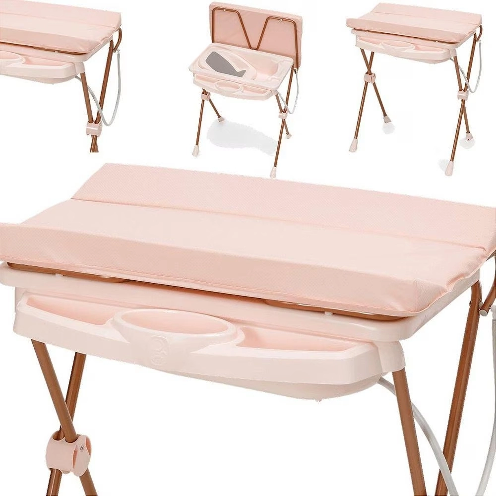 Banheira de Bebê Plástica Galzerano Classic 7045 com Trocador e Suporte Rose