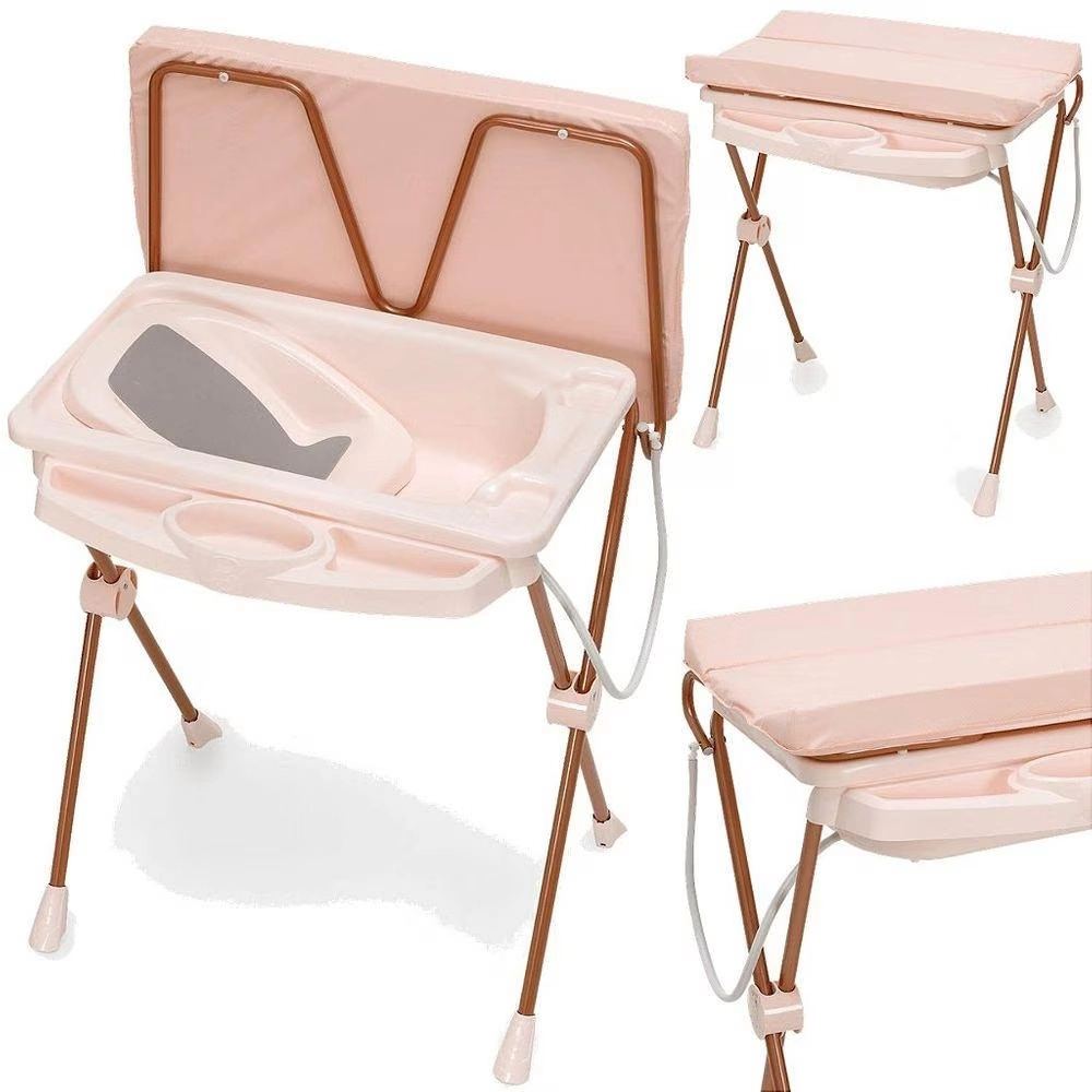 Banheira de Bebê Plástica Galzerano Classic 7045 com Trocador e Suporte Rose