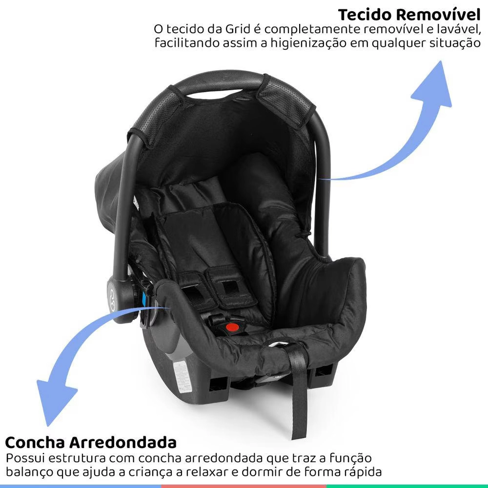 Bebê Conforto Galzerano Grid 8184 de 0 até 13 Kg Black Preto