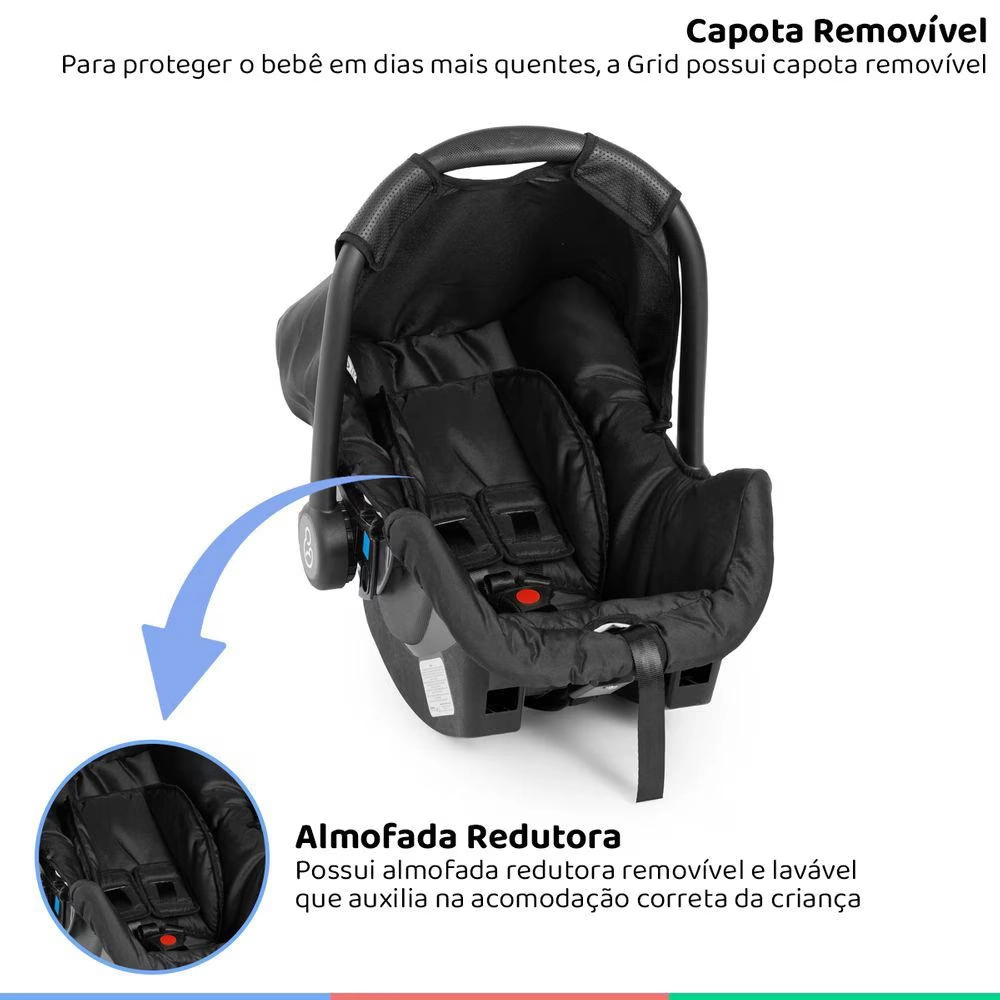 Bebê Conforto Galzerano Grid 8184 de 0 até 13 Kg Black Preto