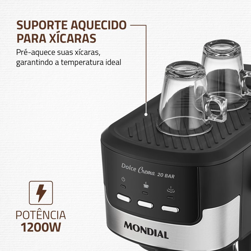 Cafeteira Espresso Mondial Dolce Crema C-20-EC Preto com Inox  