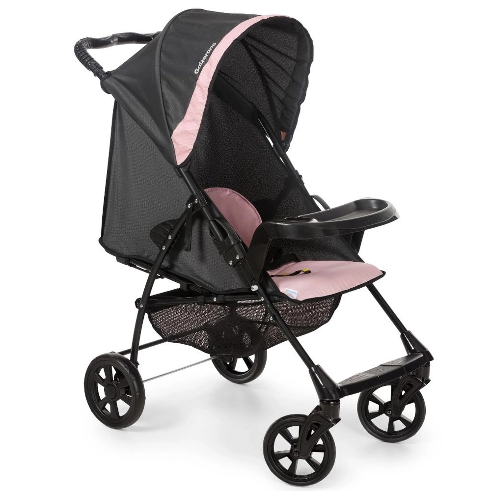 Carrinho de Bebê Romano Travel System Galzerano Onix com Bebê Conforto Preto e Rosa