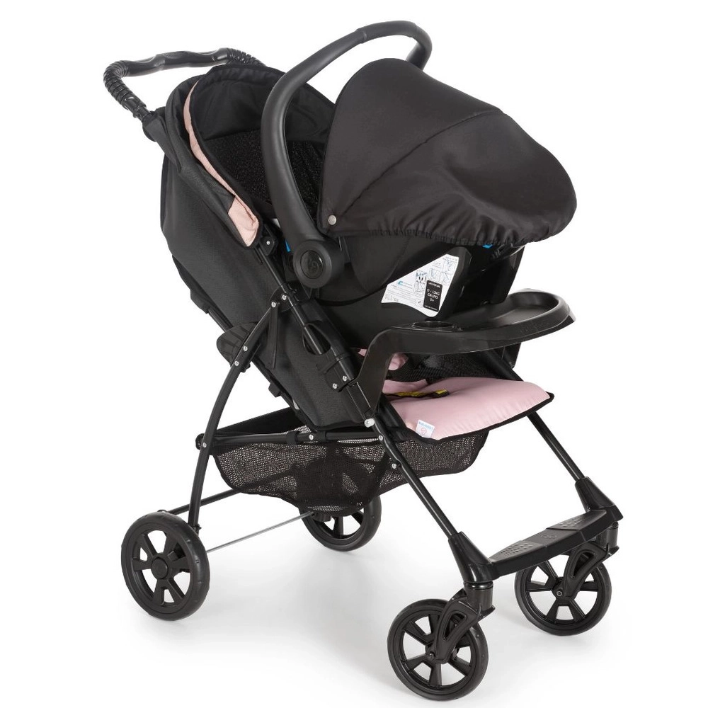 Carrinho de Bebê Romano Travel System Galzerano Onix com Bebê Conforto Preto e Rosa