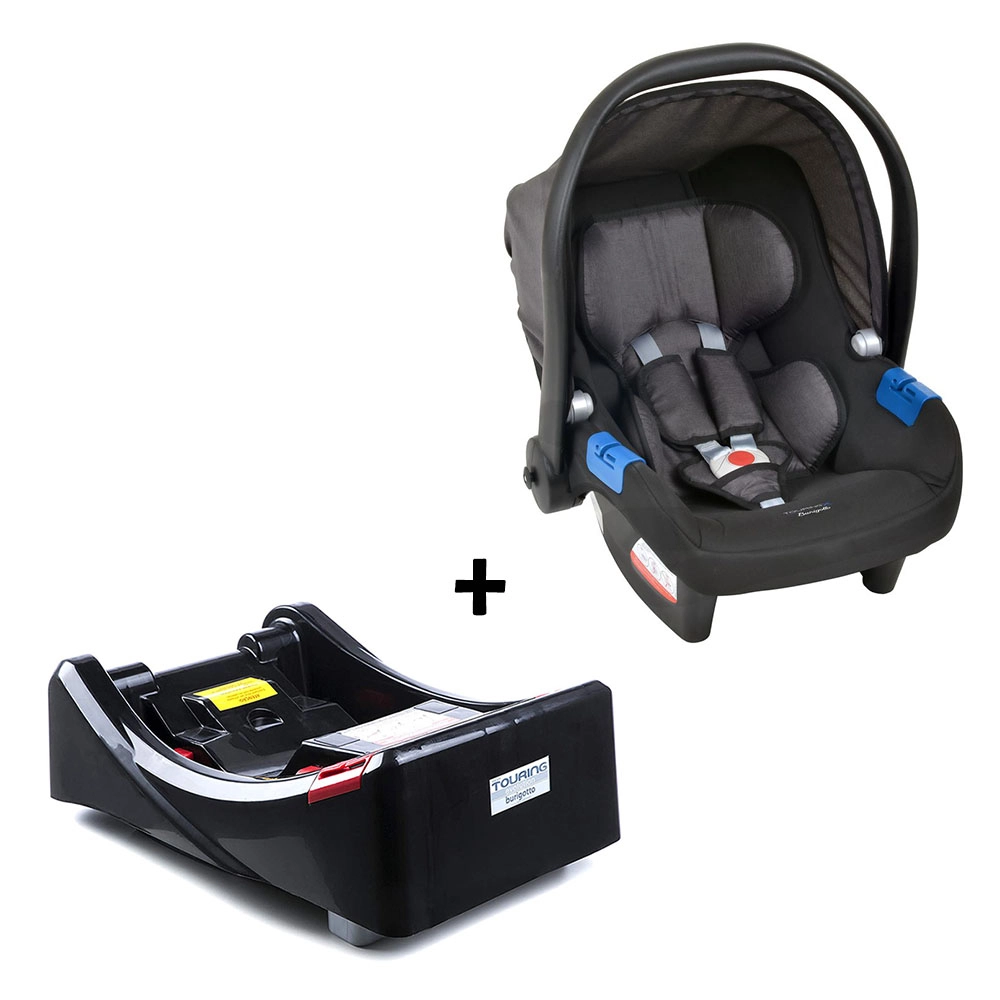 Conjunto Bebê Conforto com Base para Carro Burigotto Touring X de 0 até 13 Kg Preto Mesclado