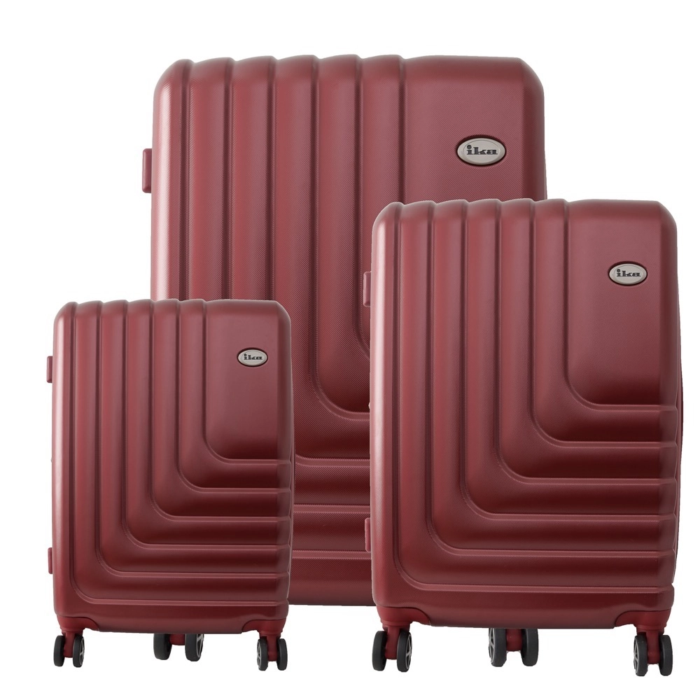 Conjunto de Malas Abs para Viagem Expansível Ika Flex Cadeado Tsa Rodas Duplas 3pcs P/M/G Vermelha