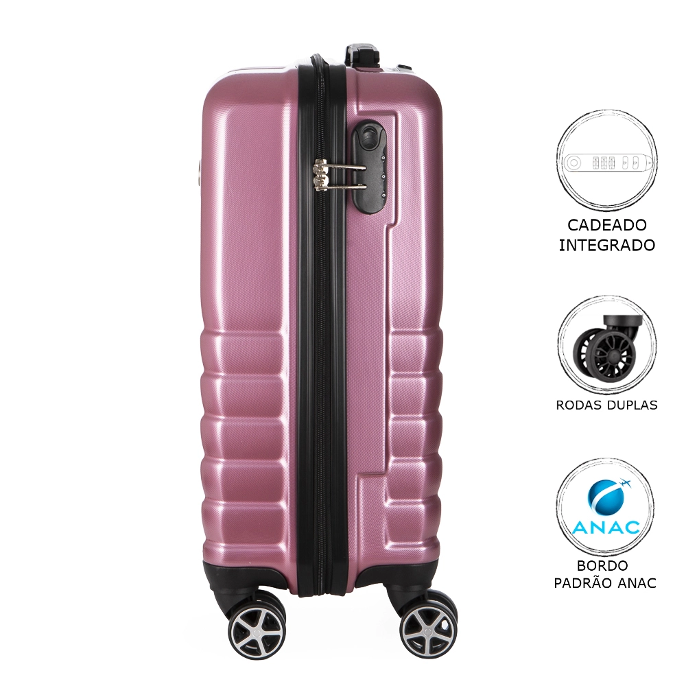 Conjunto de Malas de Viagem Abs Expansível Ika Flex Cadeado Tsa Rodas Duplas 2pcs P/M Rosê