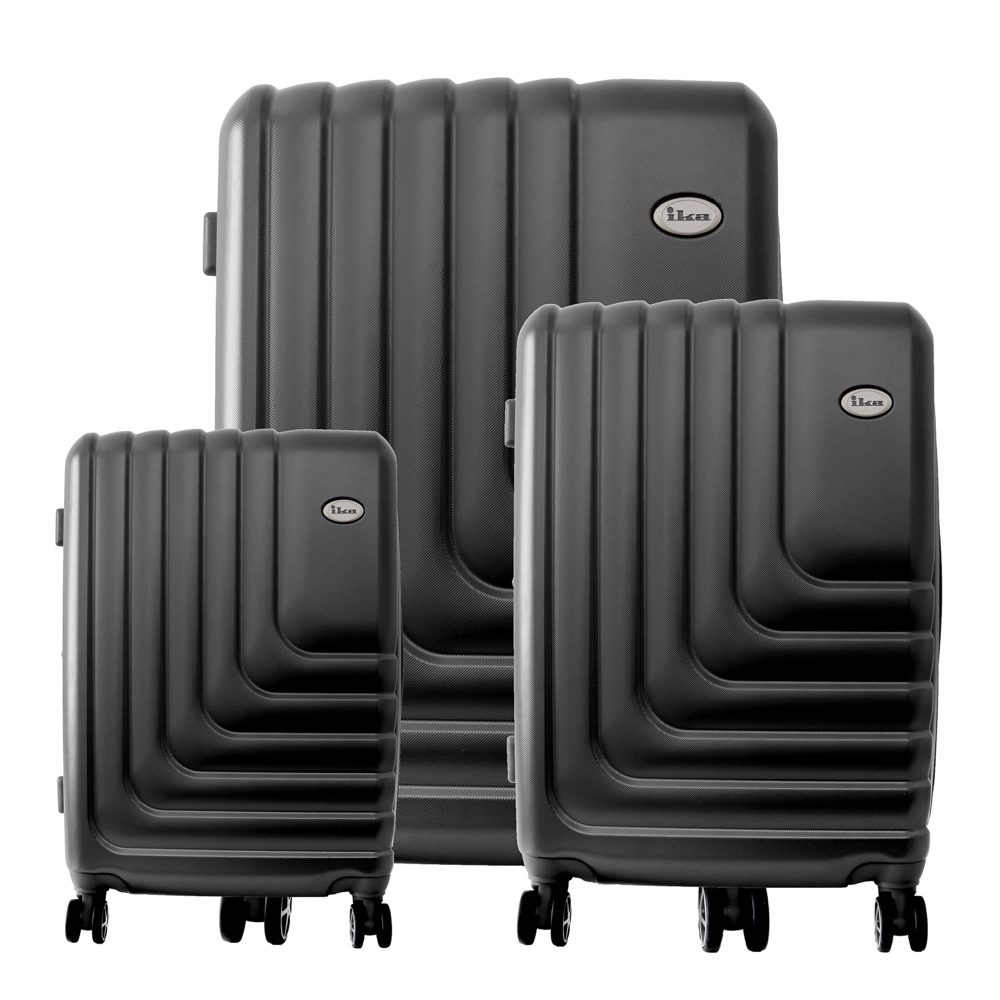 Conjunto de Malas de Viagem Expansível em Abs Ika Flex, Cadeado Tsa Rodas Duplas 3pcs P/M/G Preto