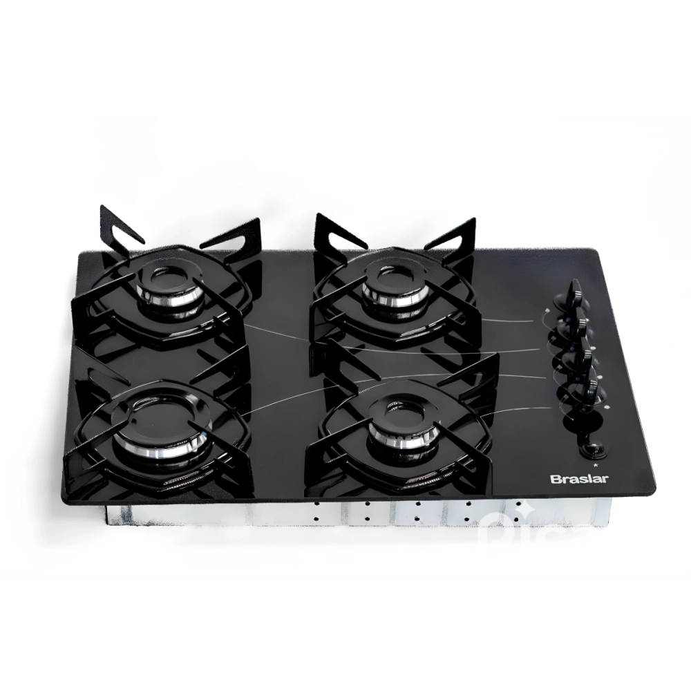 Cooktop 4 Bocas Braslar Pop a Gás Acendimento Automático Preto Bivolt