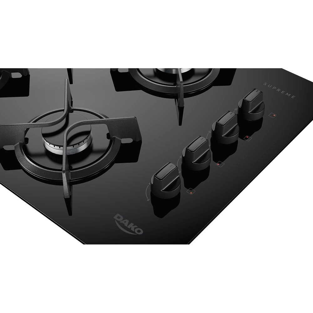 Cooktop 4 Bocas Dako Supreme a Gás Acendimento Automático e Tripla Chama Preto Bivolt