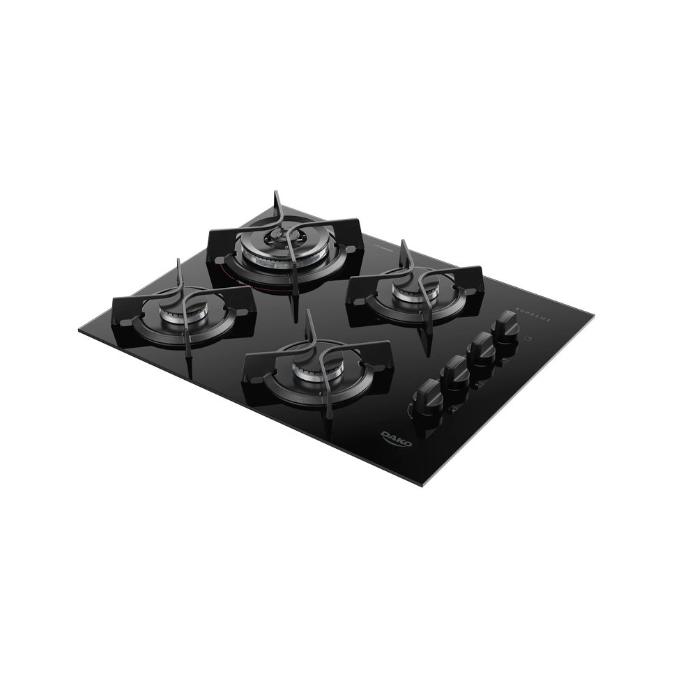 Cooktop 4 Bocas Dako Supreme a Gás Acendimento Automático e Tripla Chama Preto Bivolt