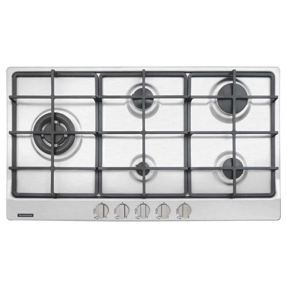 Cooktop 5 Bocas a Gas Tramontina Penta Plus 5GX TRI SS 90 em Aço Inox Acendimento Automático Bivolt 