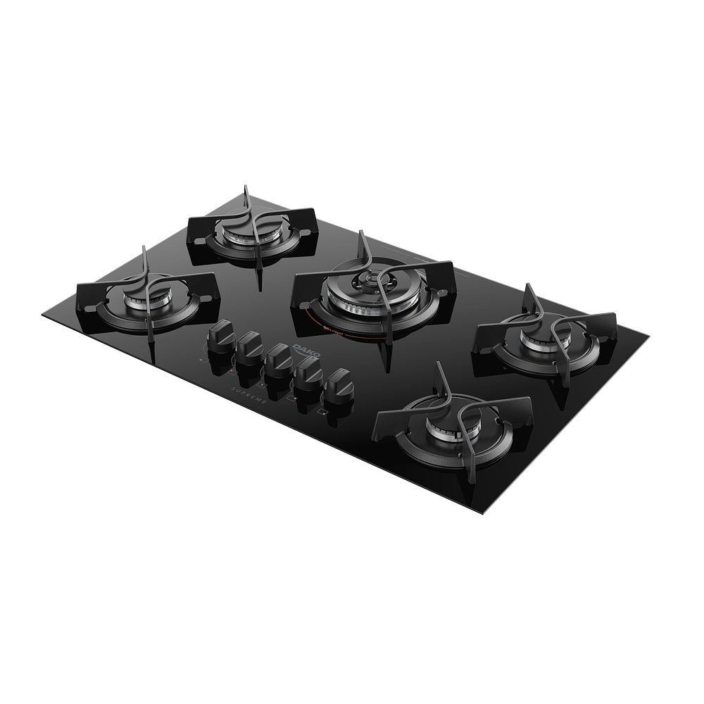 Cooktop 5 Bocas Dako Supreme a Gás Acendimento Automático e Tripla Chama Preto Bivolt