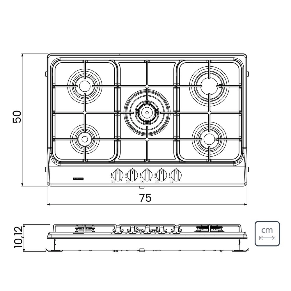 Cooktop 5 Bocas Tramontina Penta Ff 5gx Tri 75 a Gás Acendimento Superautomático Inox