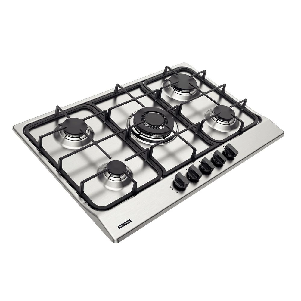 Cooktop 5 Bocas Tramontina Penta Ff 5gx Tri 75 a Gás Acendimento Superautomático Inox