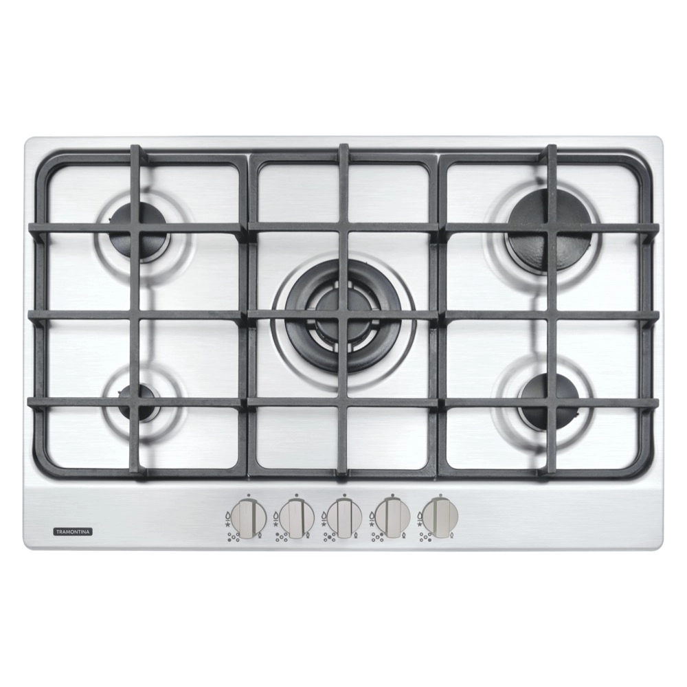 Cooktop a Gas Tramontina New Penta 5 Bocas 5GX TRI em Aço Inox Superautomático