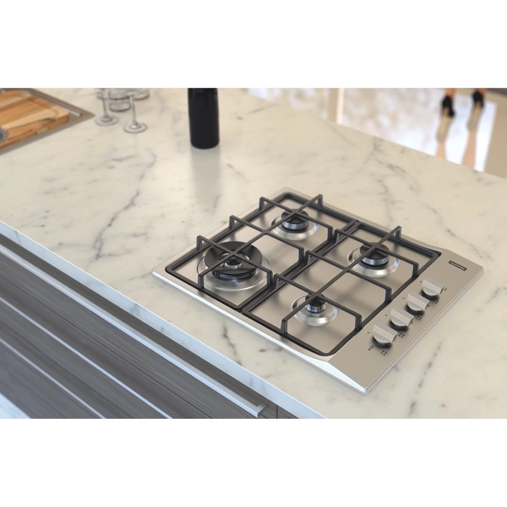 Cooktop a Gas Tramontina Square 4 Bocas Trempes em Ferro Fundido Superautomático Inox