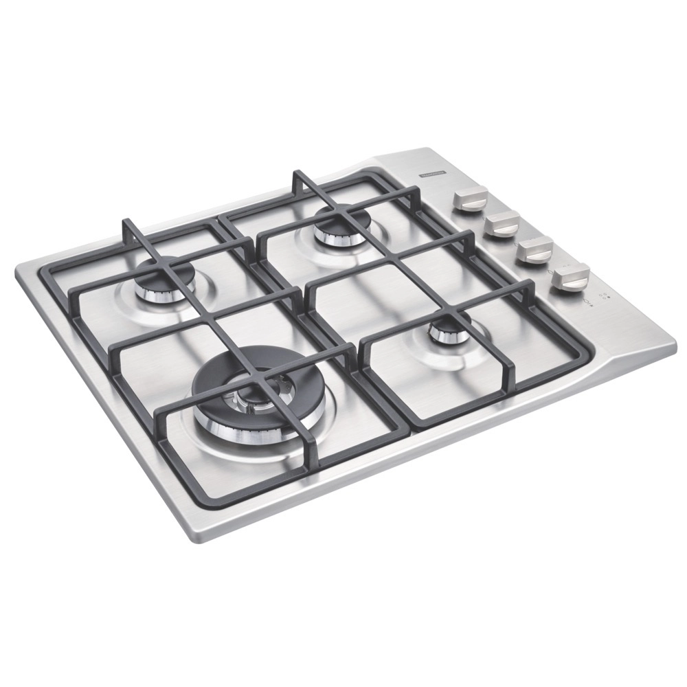 Cooktop a Gas Tramontina Square 4 Bocas Trempes em Ferro Fundido Superautomático Inox