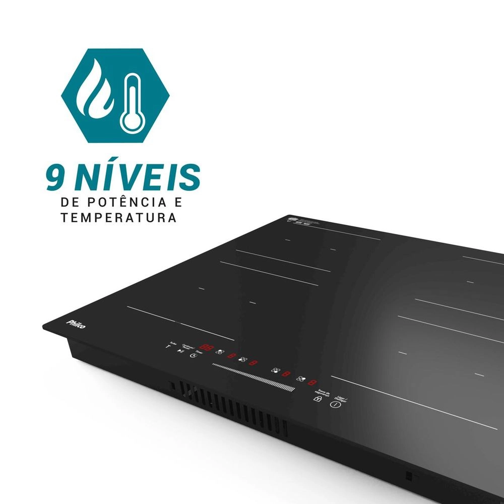 Cooktop de Indução Philco PCTQ1 Função Turbo Preto 220v