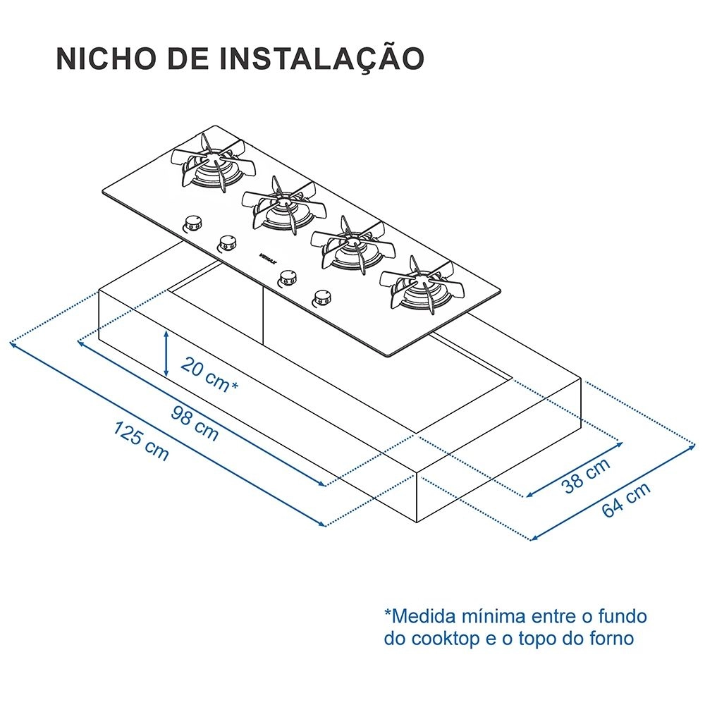 Cooktop Linear Venax Arena 4 Bocas Preto Bivolt