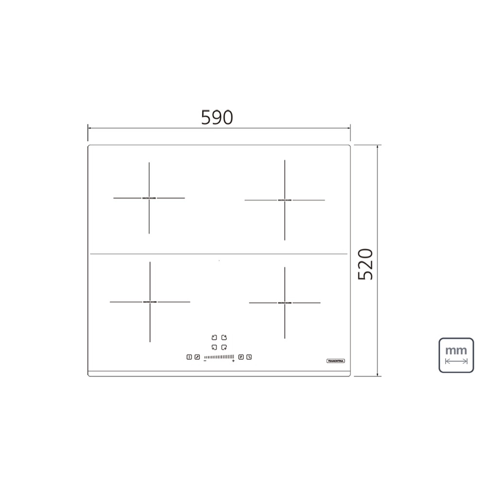 Cooktop por Indução Tramontina Square Slider B AEI 60 Vitroceramico 4 Areas de Aquecimento Touch