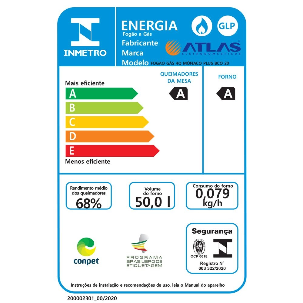 Fogão Atlas 4 Bocas Mônaco Plus com Mesa Inox e Acendimento Automático Branco Bivolt