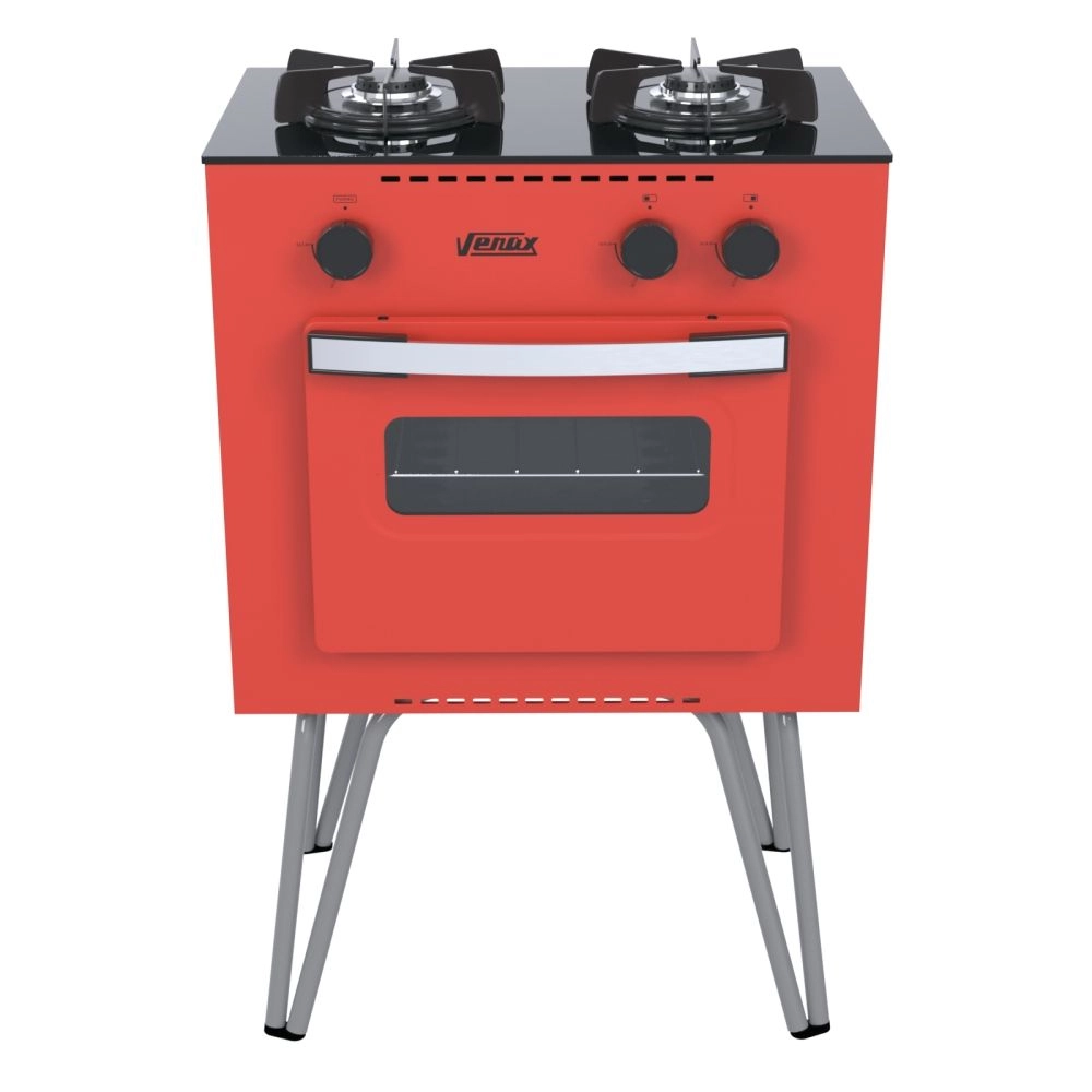 Fogão Portátil 2 Bocas Venax Mini Cook Gas Glp Vermelho