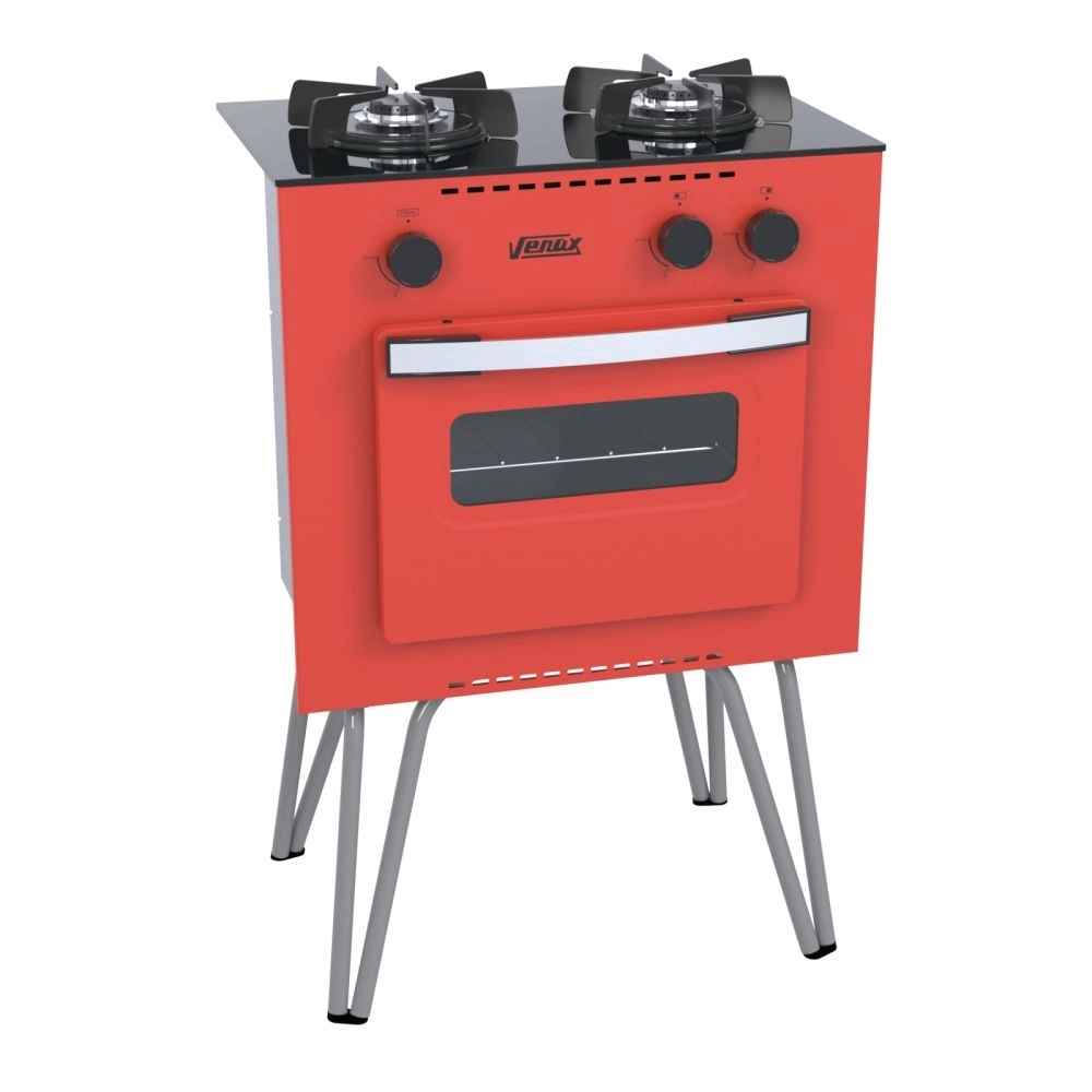 Fogão Portátil 2 Bocas Venax Mini Cook Gas Glp Vermelho