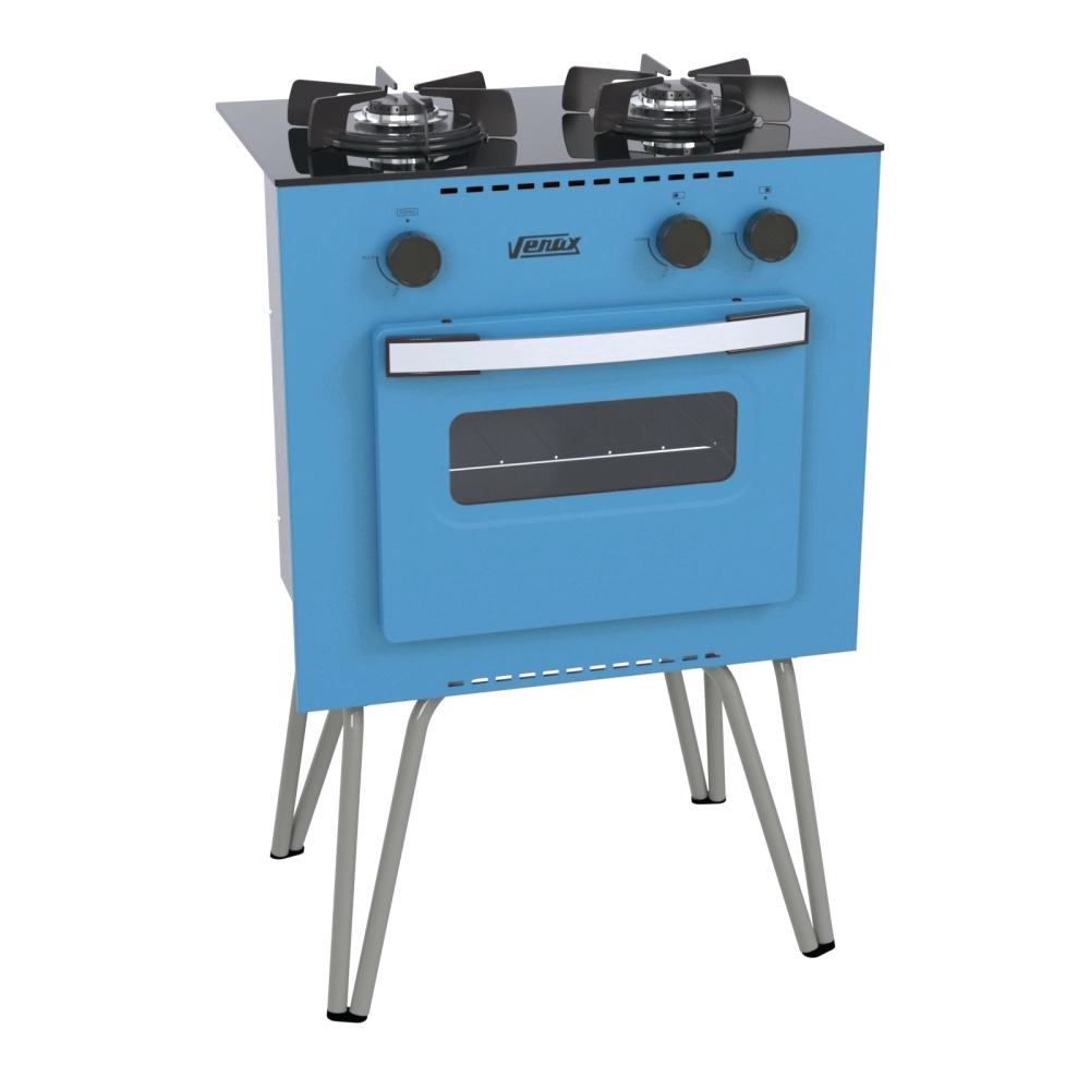 Fogão Portátil Venax Mini Cook 2 Bocas a Gas Azul