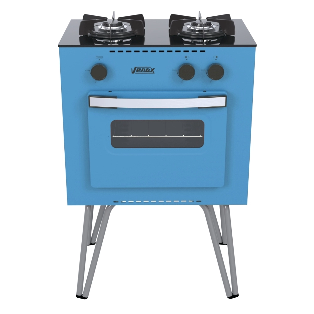 Fogão Portátil Venax Mini Cook 2 Bocas a Gas Azul