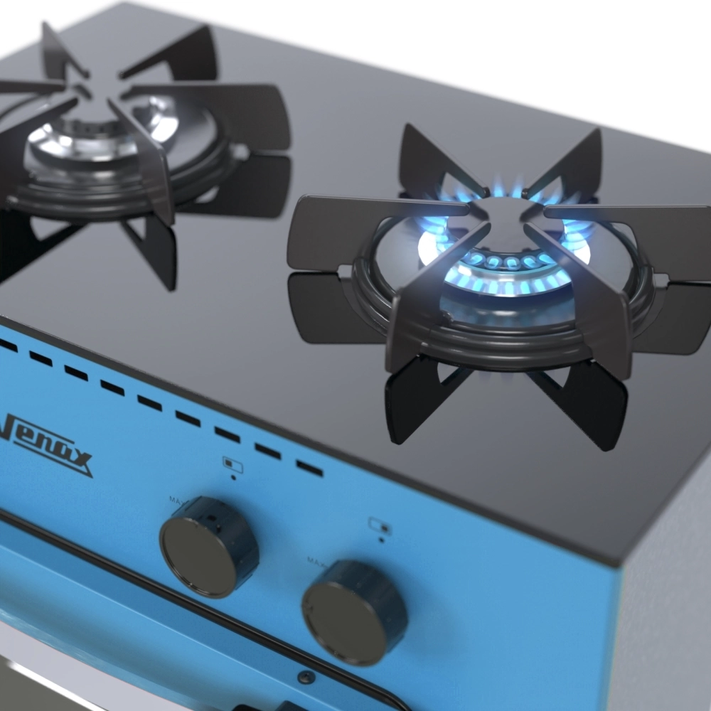 Fogão Portátil Venax Mini Cook 2 Bocas a Gas Azul