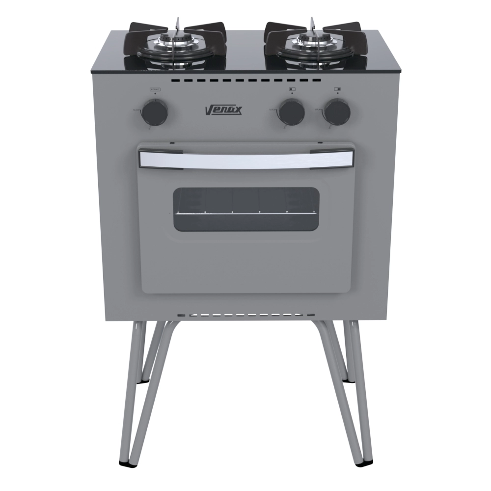 Fogão Portátil Venax Mini Cook 2 Bocas a Gas Grafite