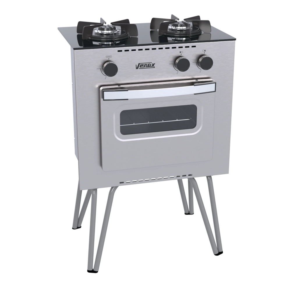 Fogão Portátil Venax Mini Cook 2 Bocas a Gas Inox