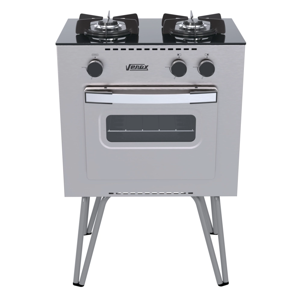 Fogão Portátil Venax Mini Cook 2 Bocas a Gas Inox