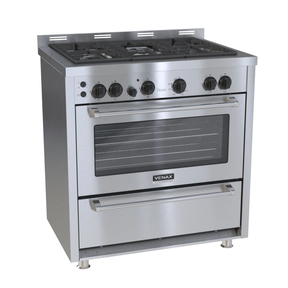 Fogão Venax Temis 5 Bocas a Gas Mesa de Inox 127v Inox