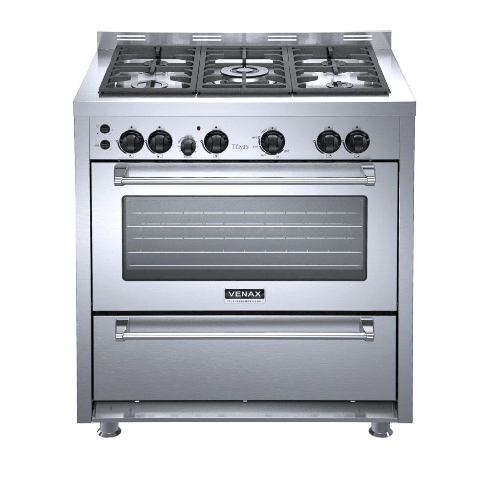 Fogão Venax Temis 5 Bocas a Gas Mesa de Inox 127v Inox