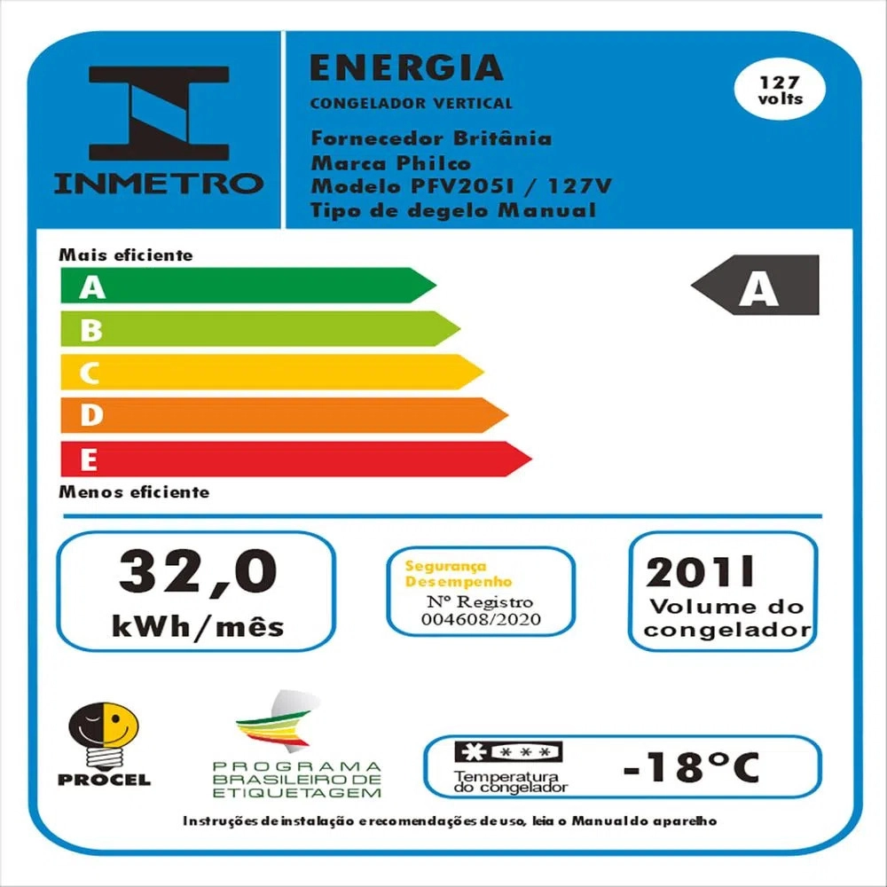 Freezer e Refrigerador Vertical Philco 201 Litros PFV205I Premium Inox 127v