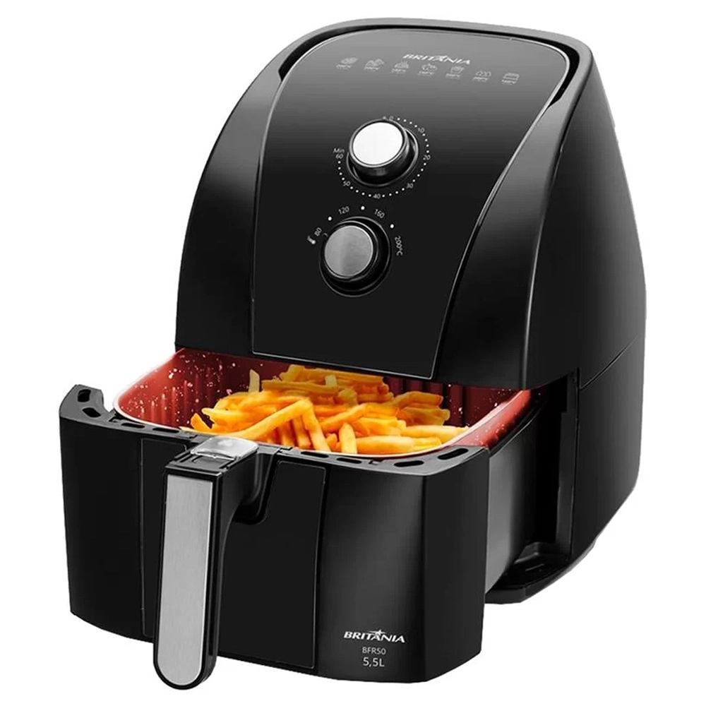 Fritadeira Air Fryer Britânia 5,5l Redstone BFR50 Preta 1500w