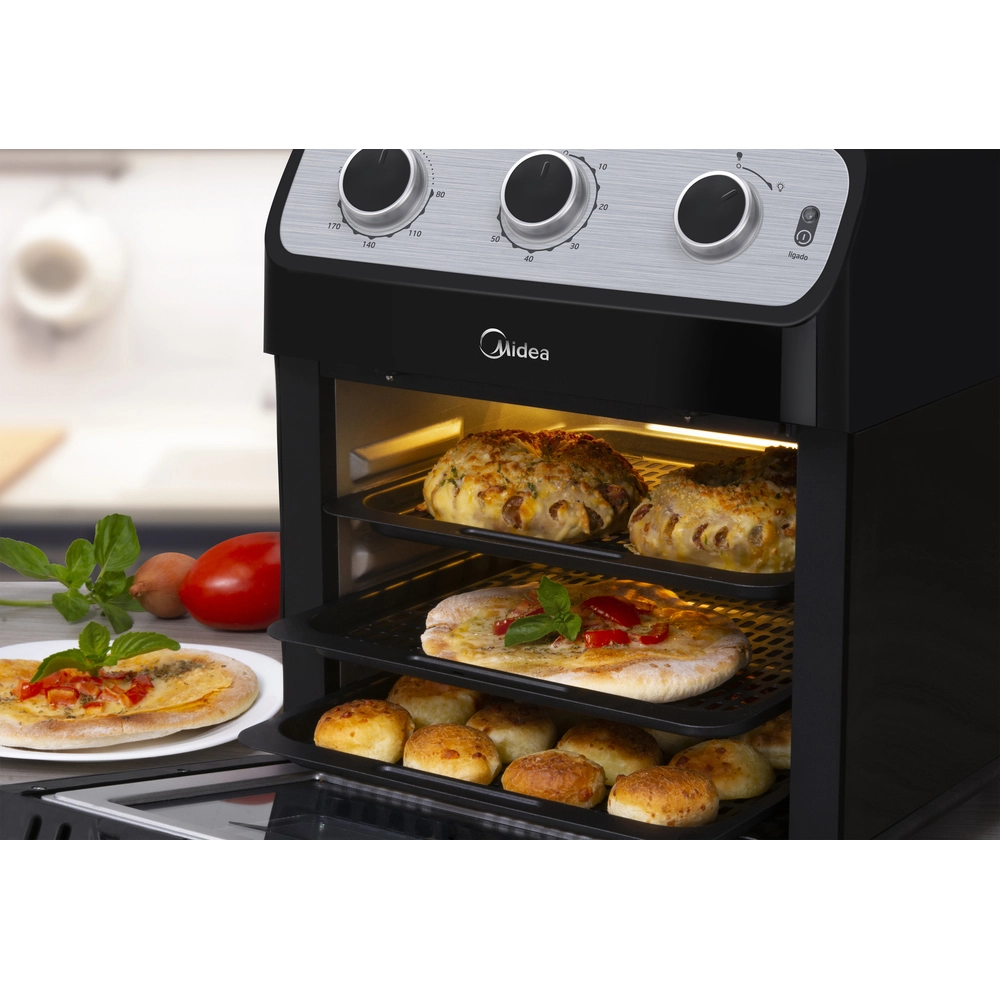 Fritadeira Elétrica Air Fryer Midea Ovenfryer 12l FFA20P Preto