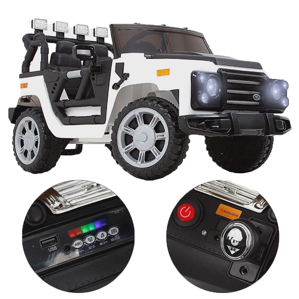 Jipe Infantil Carro Elétrico Jeep Off Road 12v Bang Toys com 2 Motores e Controle Remoto Branco