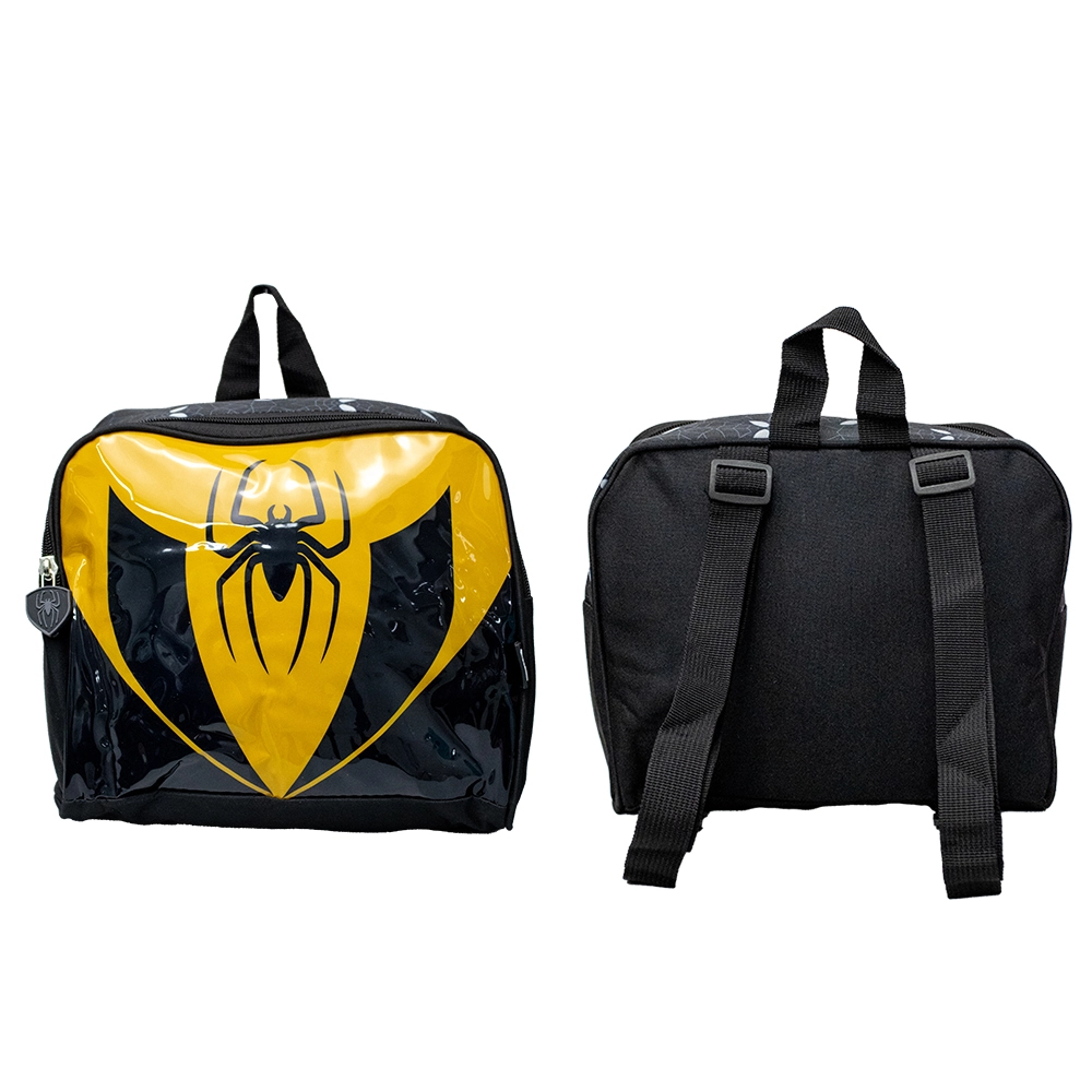 Kit Mochila Escolar Infantil de Rodinhas com Lancheira e Estojo Yins em Pvc 3d Kids Spider Amarelo 