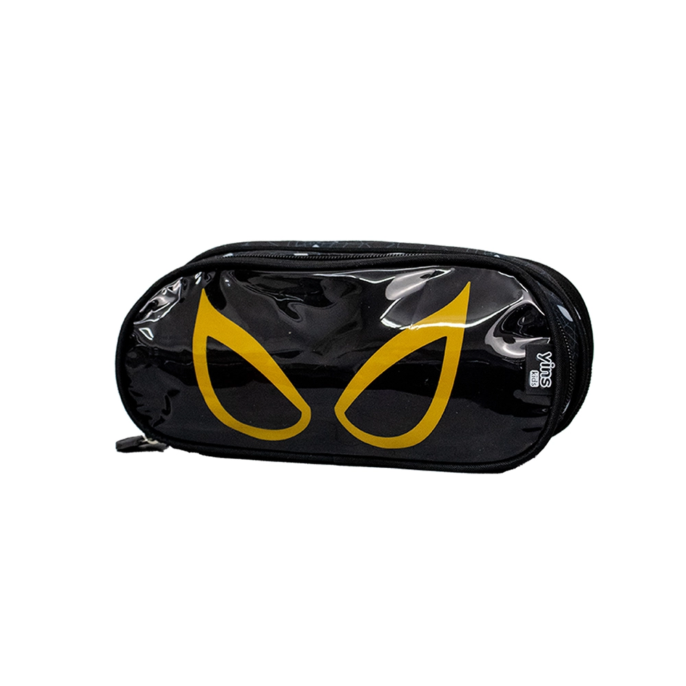 Kit Mochila Escolar Infantil de Rodinhas com Lancheira e Estojo Yins em Pvc 3d Kids Spider Amarelo 