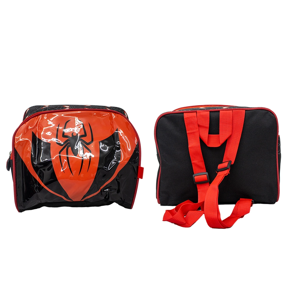 Kit Mochila Escolar Infantil de Rodinhas com Lancheira e Estojo Yins em Pvc 3d Kids Spider Preto