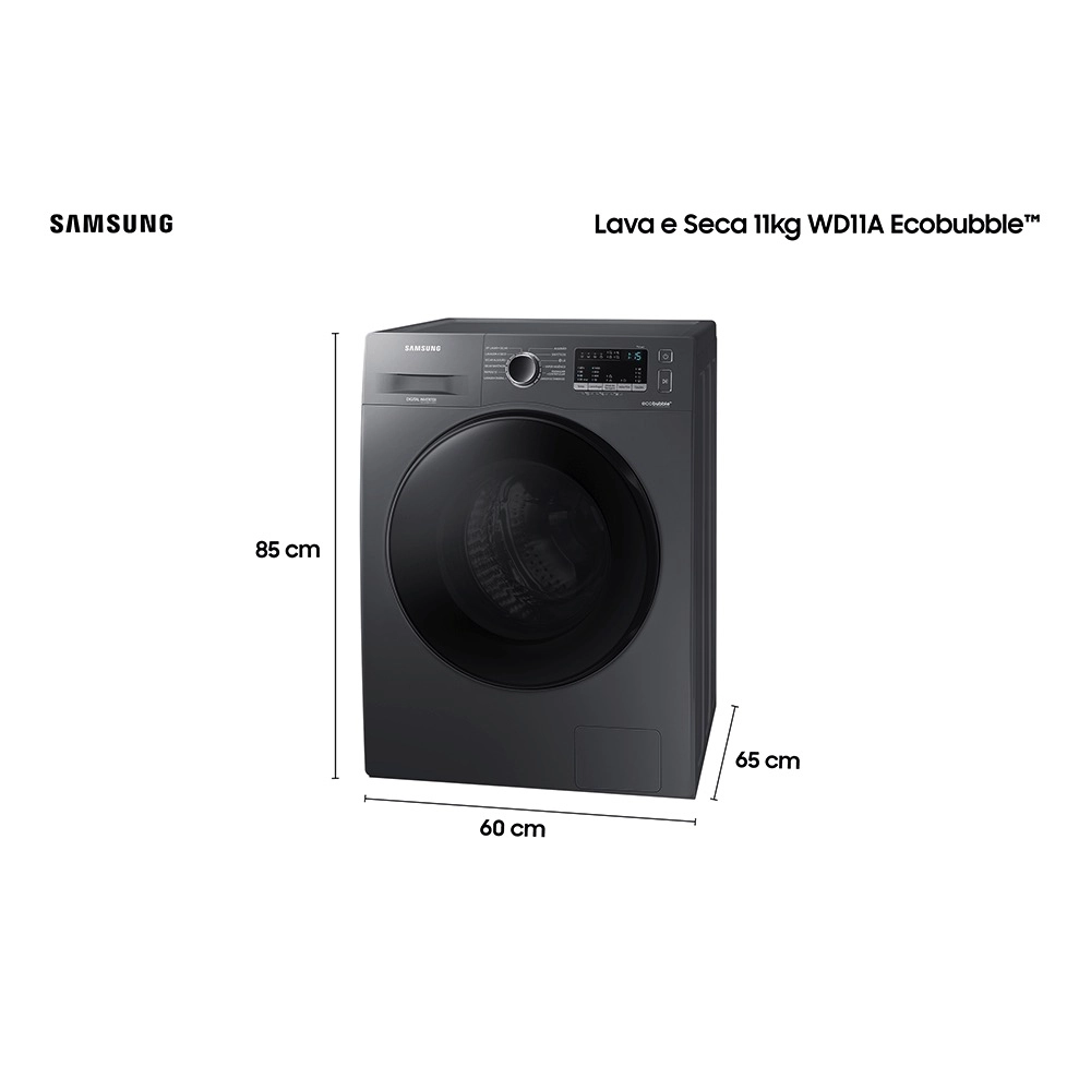 Lava e Seca 11 Kg Samsung Wd11a4453bx com 12 Programas de Lavagem Inox 127v