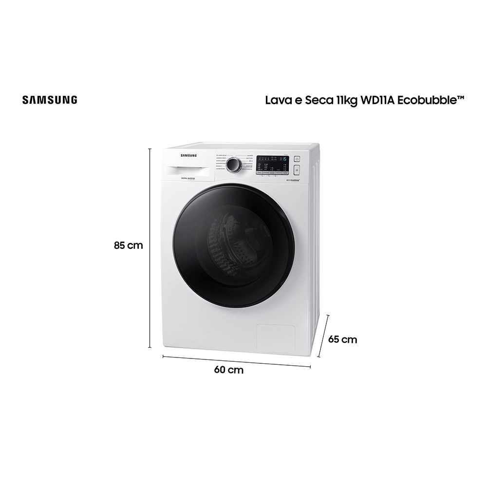 Lava e Seca Samsung 11kg Wd11a Wd11a4453bw Digital Inverter Ecobubble Branca 127v