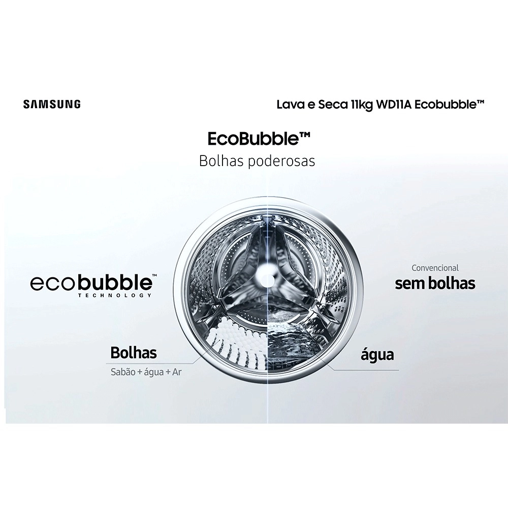 Lava e Seca Samsung 11kg Wd11a Wd11a4453bw Digital Inverter Ecobubble Branca 127v