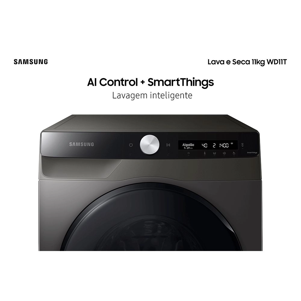 Lava e Seca Samsung 11kg Wd11t com Ecobubble Wd11t504dbx Wi-fi Motor Inverter Inox Look 127v