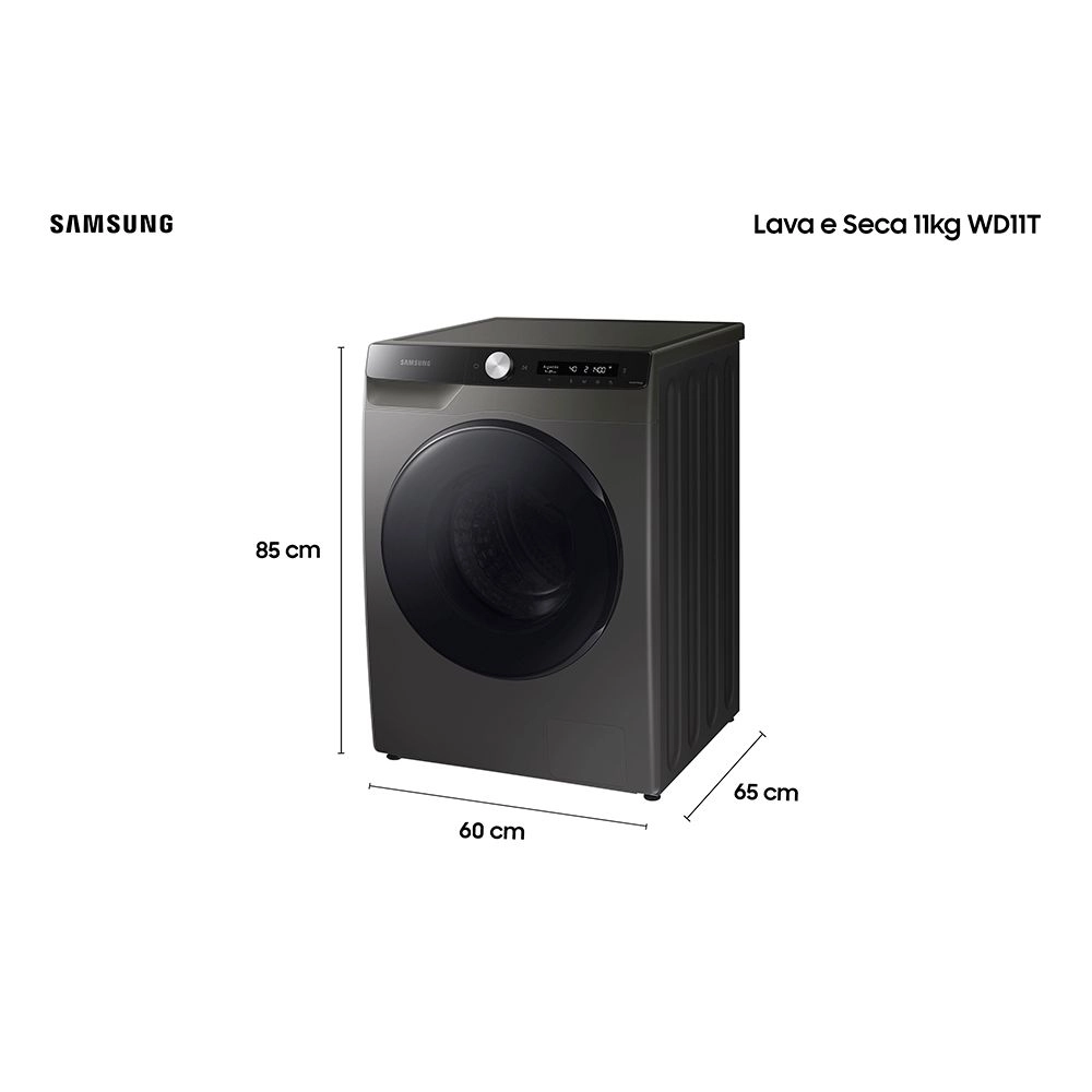 Lava e Seca Samsung 11kg Wd11t com Ecobubble Wd11t504dbx Wi-fi Motor Inverter Inox Look 127v