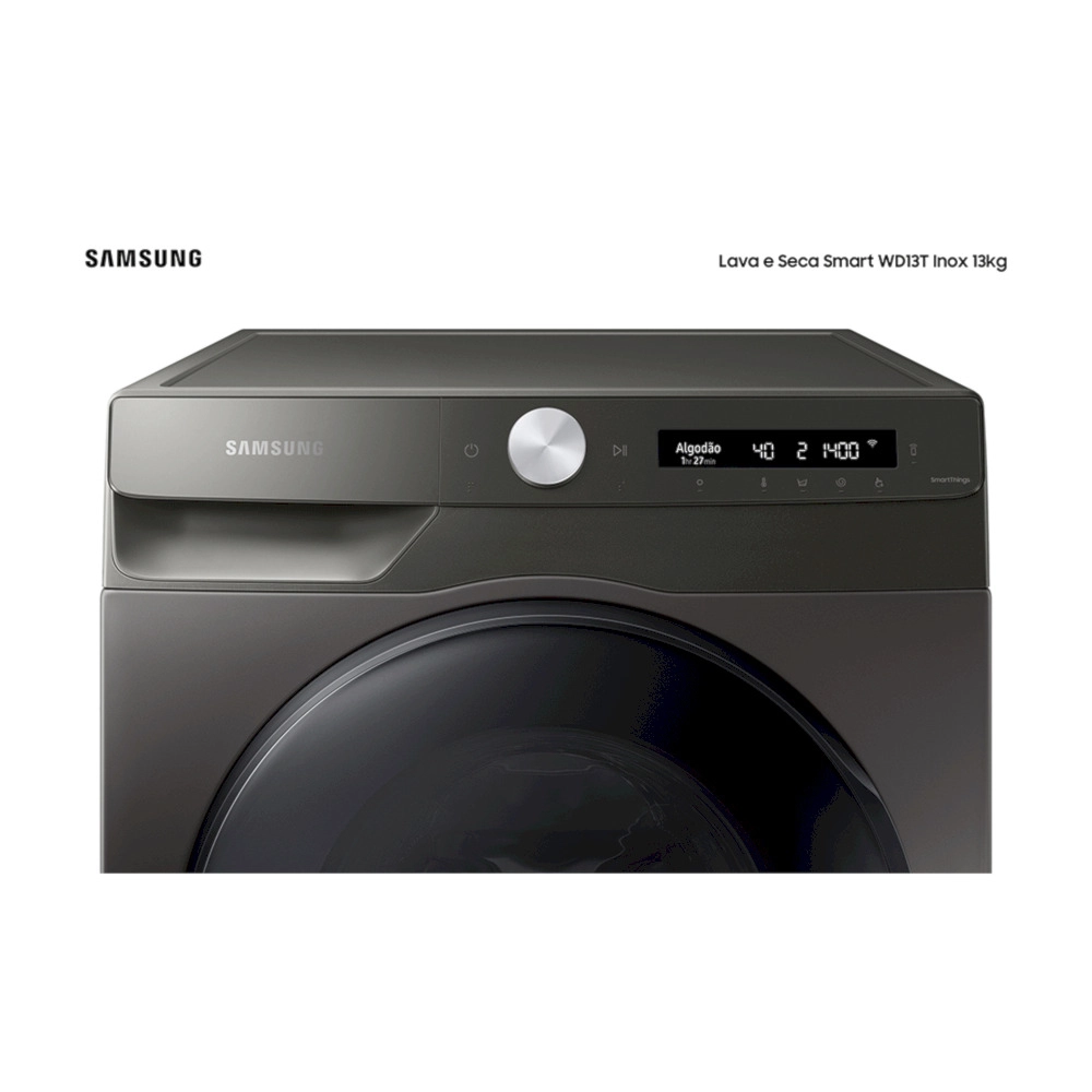 Lava e Seca Samsung 13kg WD13T 3 em 1 com Ecobubble WD13T504DBW Wi-fi Digital Inverter Inox